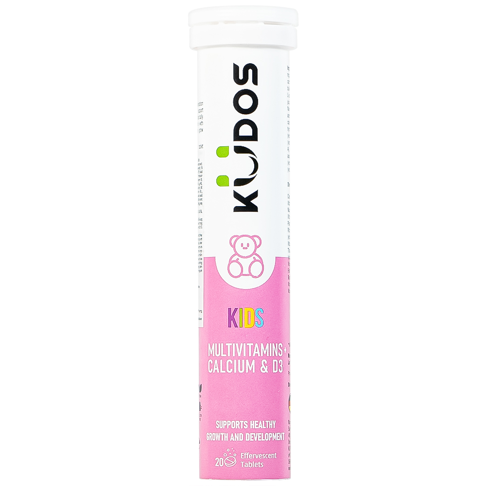 Viên sủi bổ sung calci và vitamin cho trẻ em Kudos Kids Multivitamins Plus Calcium & D3 hương dưa hấu (20 viên)