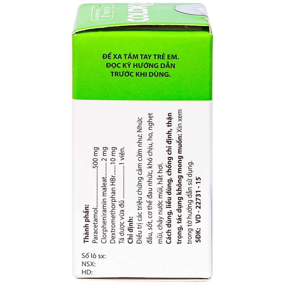 Viên sủi Coldko Nam Hà điều trị triệu chứng cảm cúm (5 viên)