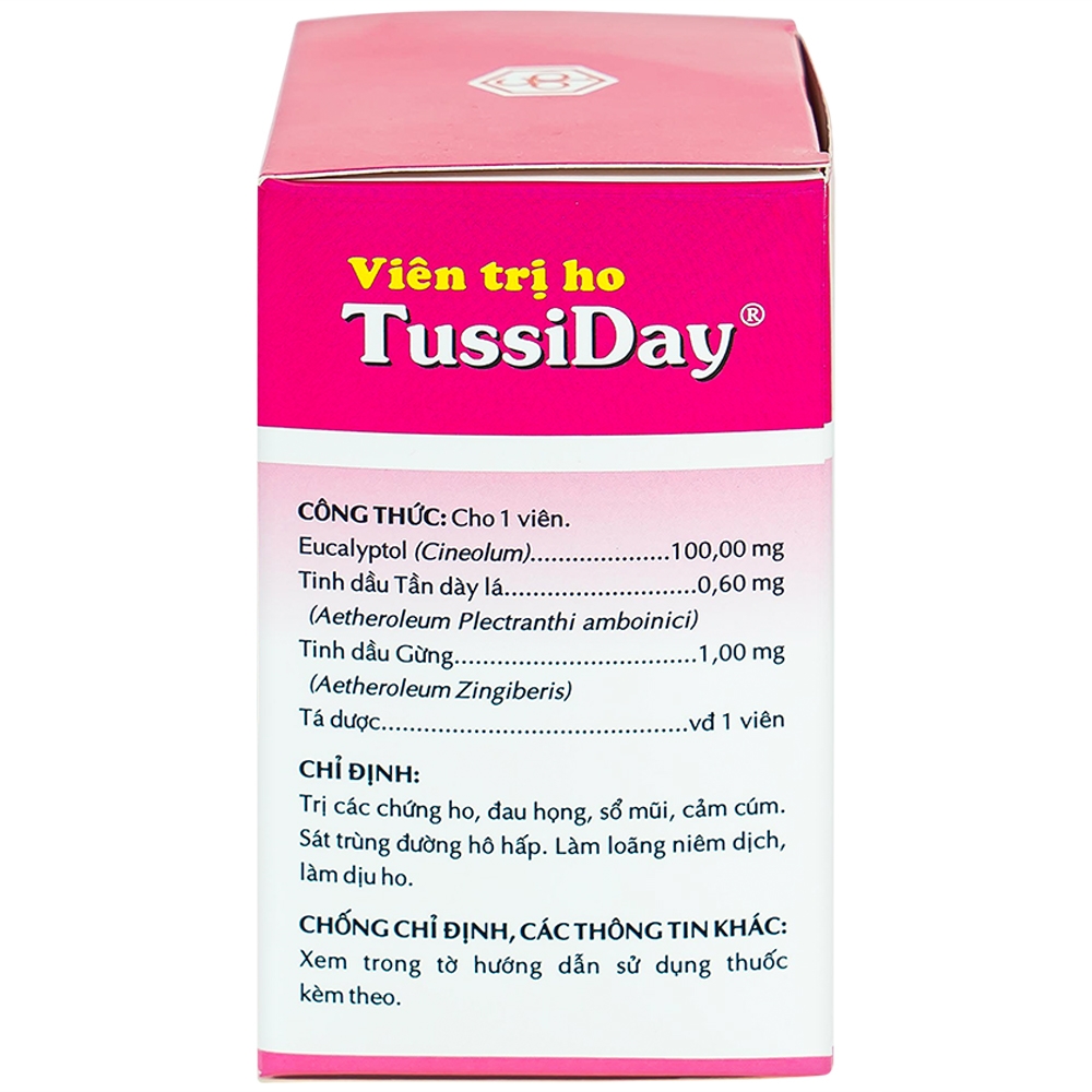 Viên trị ho Tussiday OPC điều trị các chứng ho, đau họng, sổ mũi (10 vỉ x 10 viên)