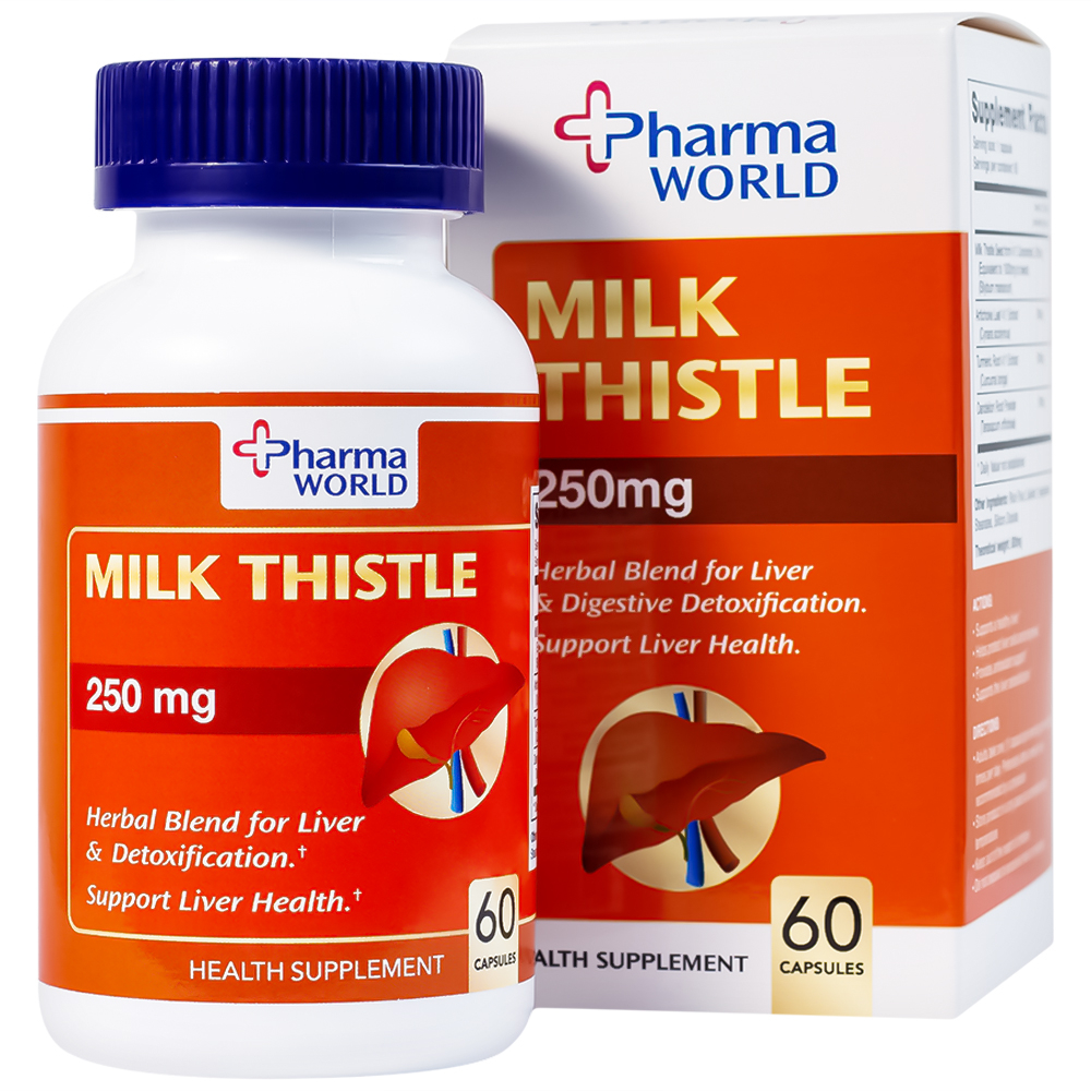 Viên uống hỗ trợ giải độc gan, giúp bảo vệ gan Milk Thistle Pharma World (60 viên)