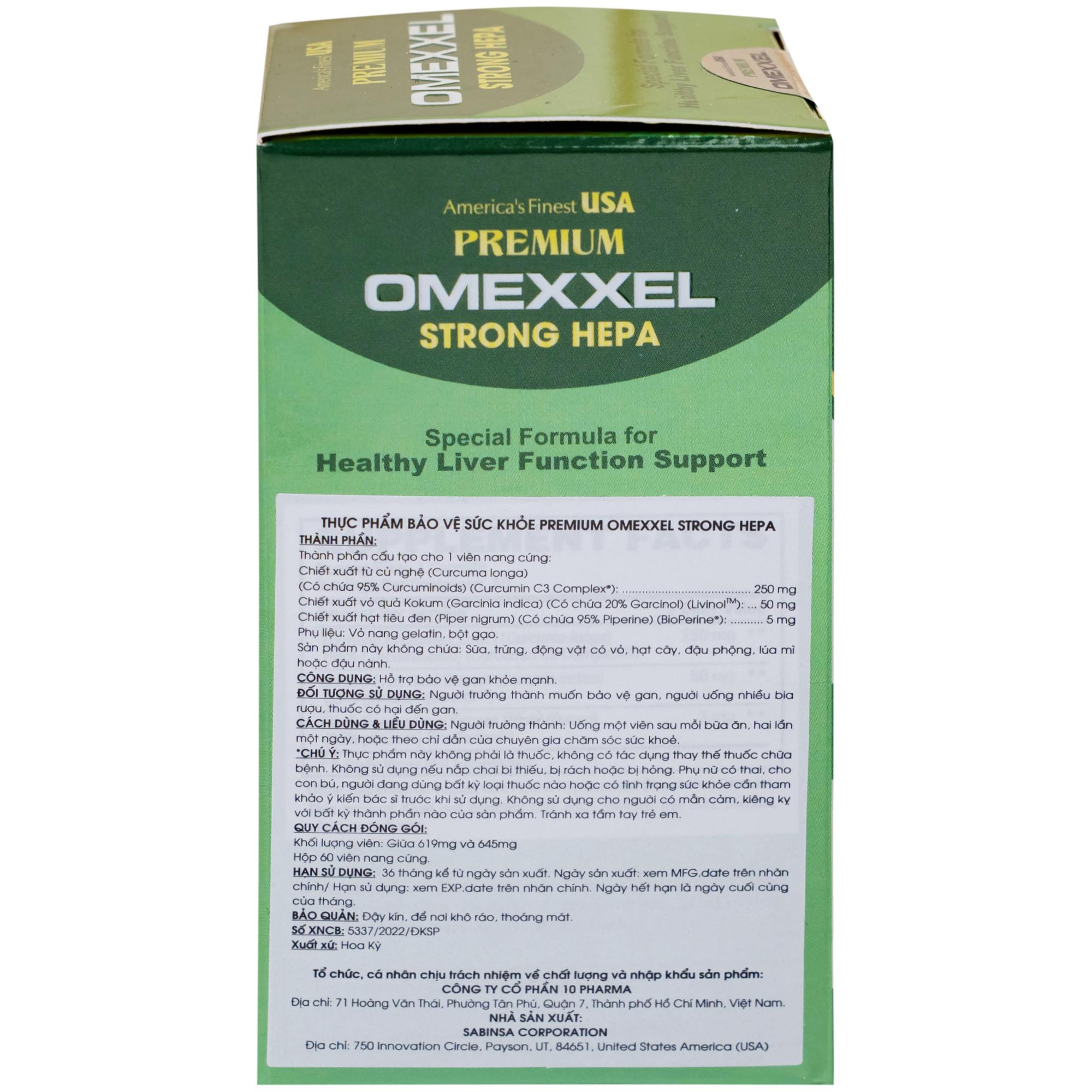 Viên uống hỗ trợ bảo vệ gan khỏe mạnh Premium Omexxel Strong Hepa (60 viên)