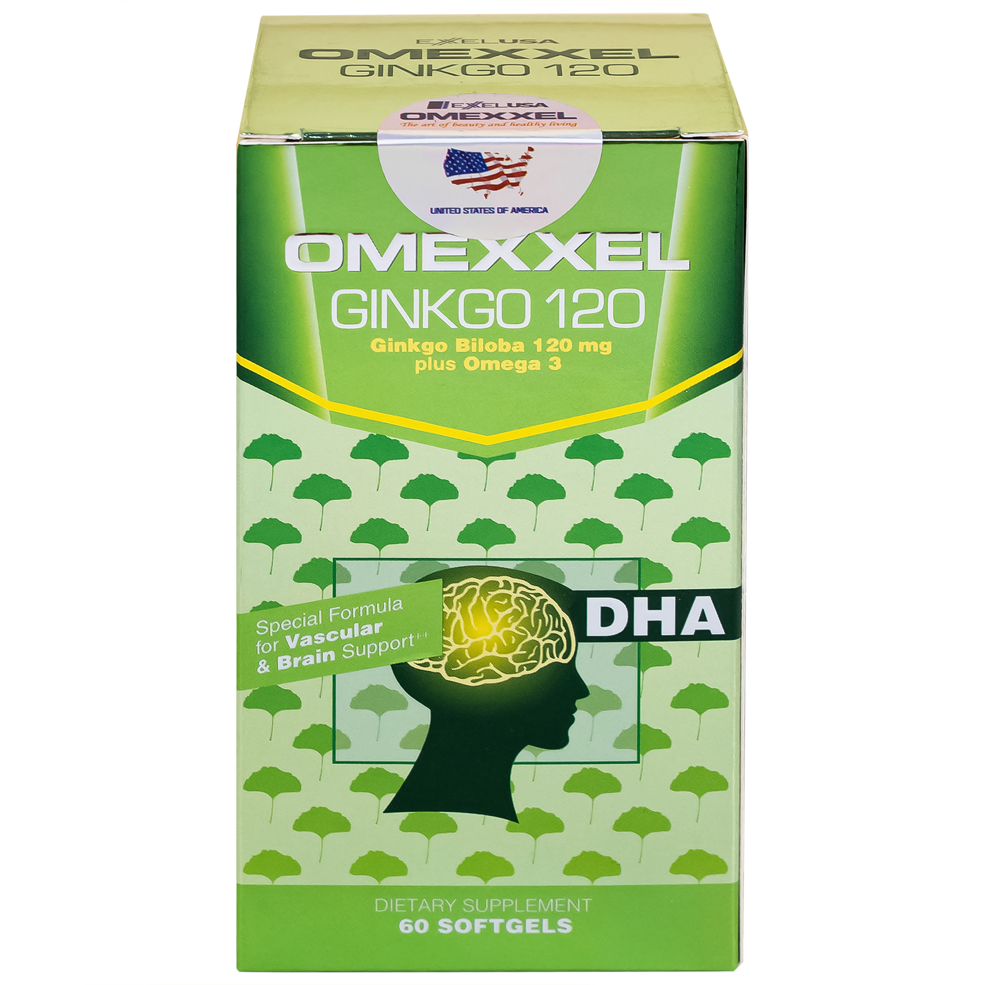 Viên uống hỗ trợ tăng tuần hoàn não, tốt cho tim mạch Omexxel Ginkgo 120 (60 viên)