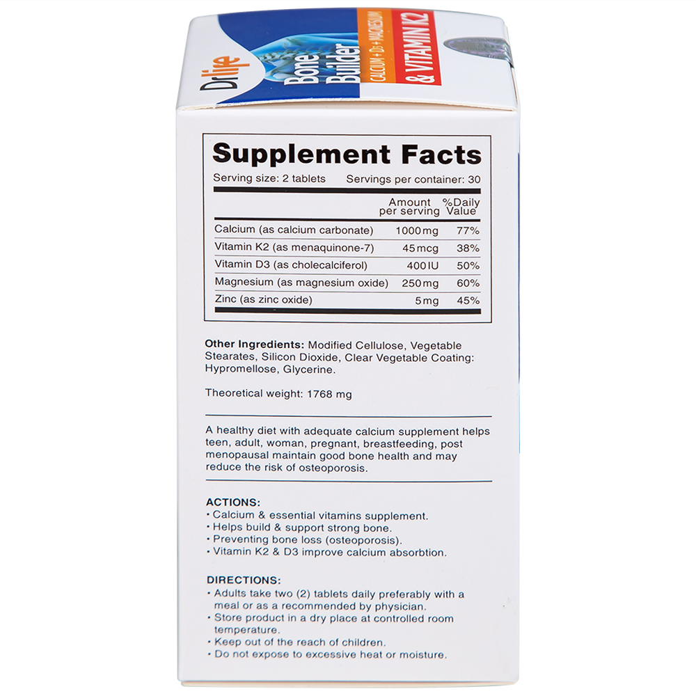 Viên uống bổ sung canxi và vitamin cho xương, phòng chống loãng xương Bone Builder Drlife (60 viên)