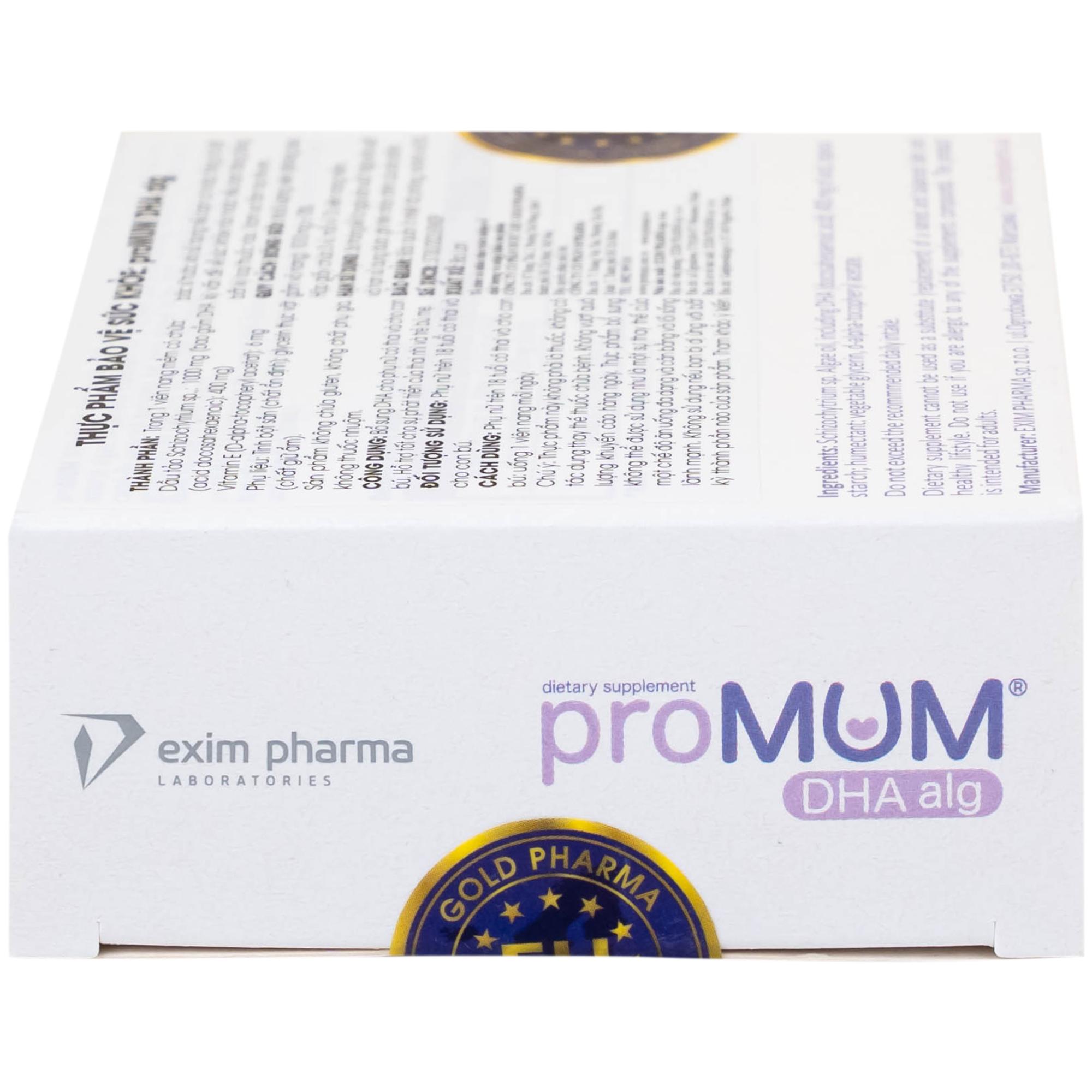 Viên uống bổ sung DHA cho phụ nữ có thai và cho con bú proMUM DHA Alg (3 vỉ x 10 viên)