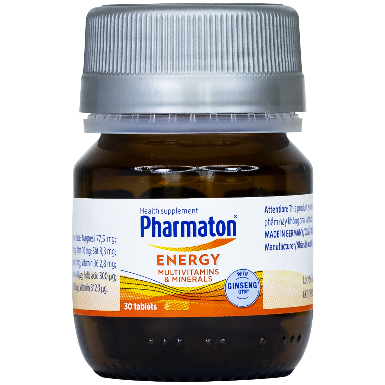 Viên uống Pharmaton Energy hỗn hợp vitamin và khoáng chất giúp tỉnh táo, hỗ trợ giảm mệt mỏi (30 viên)