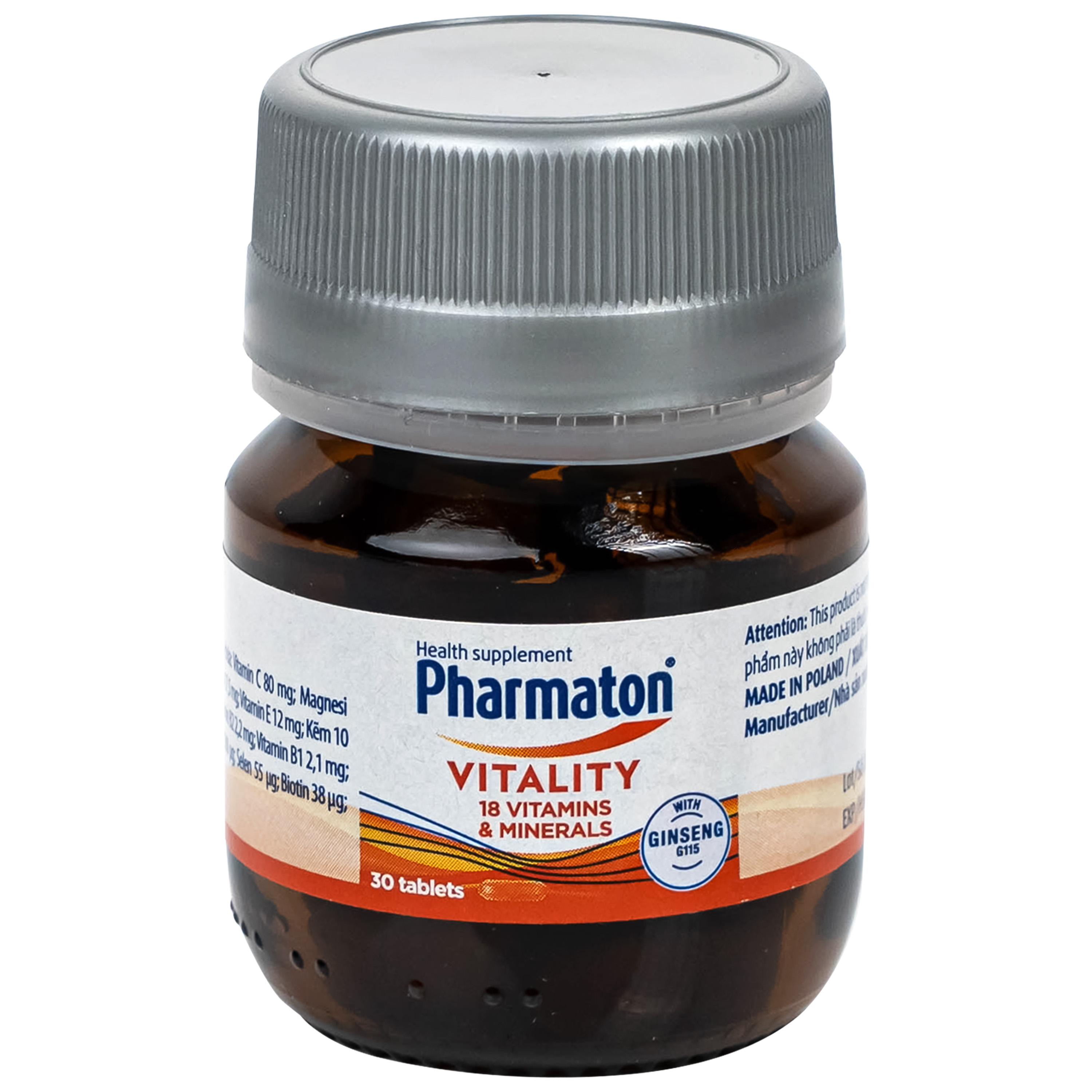 Viên uống bổ sung năng lượng Pharmaton Vitality Sanofi hỗ trợ cải thiện tình trạng mệt mỏi, căng thẳng, nâng cao sức đề kháng (30 viên)