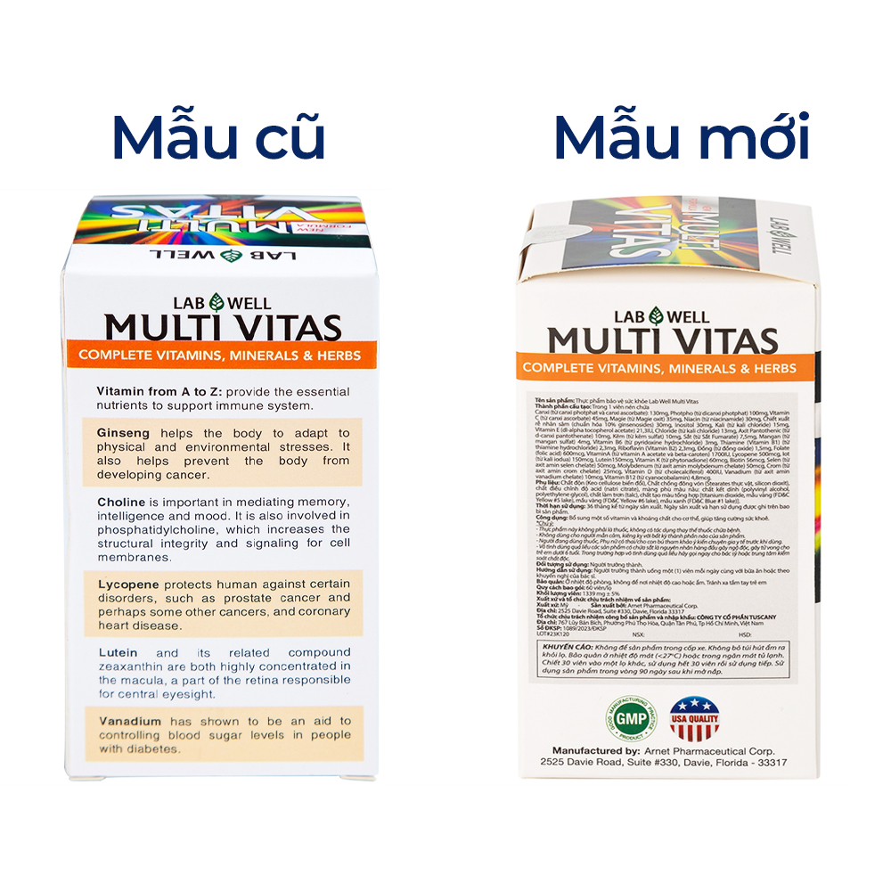 Viên uống bổ sung vitamin và khoáng chất cho cơ thể Multi Vitas Lab Well (60 viên)