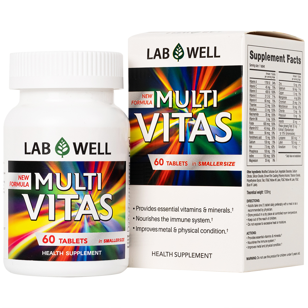 Viên uống bổ sung vitamin và khoáng chất cho cơ thể Multi Vitas Lab Well (60 viên)