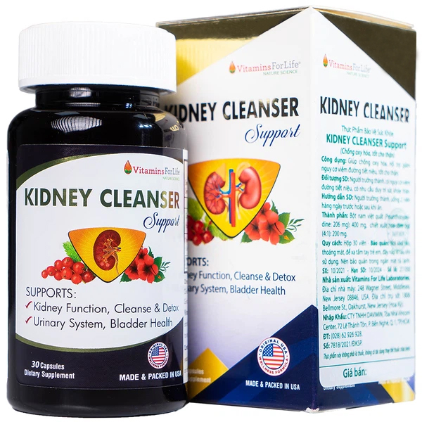 Viên uống bổ thận, hỗ trợ giảm nguy cơ viêm đường tiết niệu Kidney Cleanser Support Vitamins For Life (30 viên)