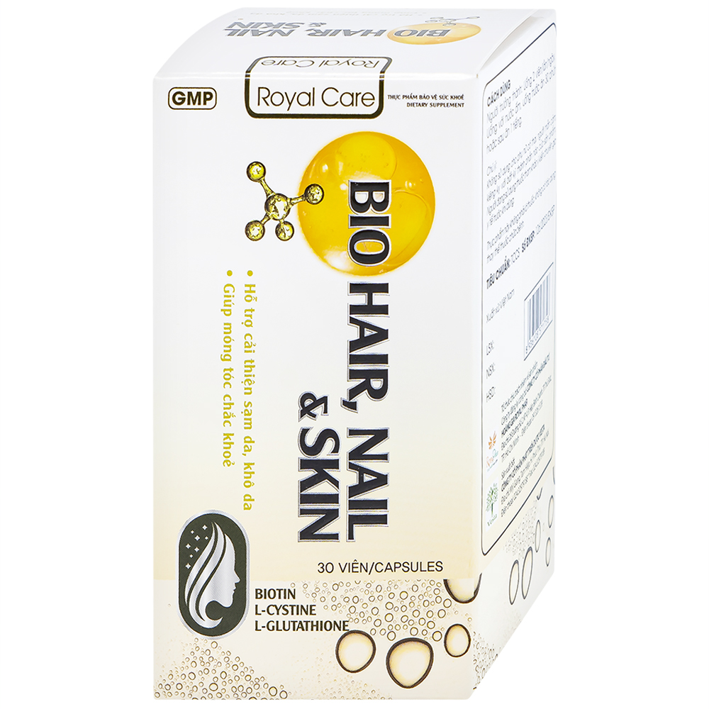 Viên uống hỗ trợ cải thiện sạm da, khô da, móng tóc chắc khoẻ Bio Hair, Nail & Skin Royal Care (30 viên)