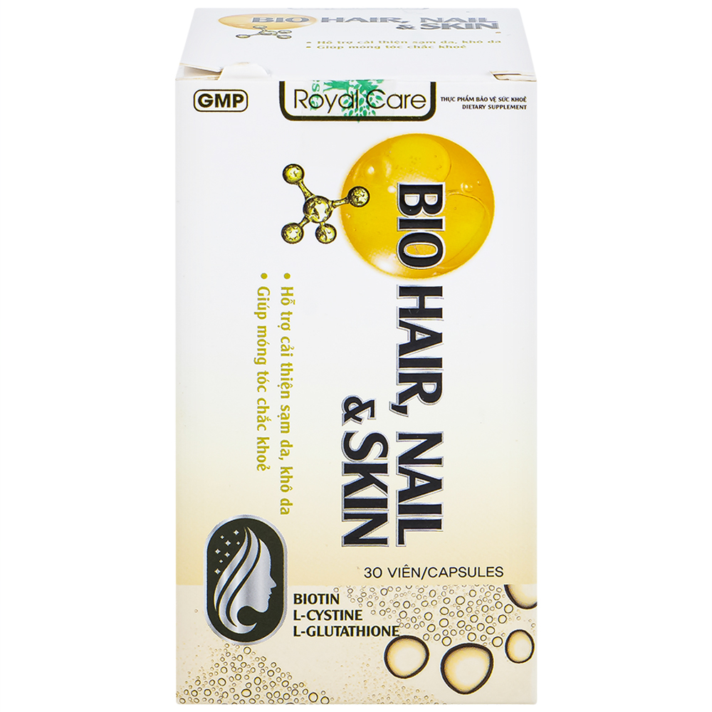 Viên uống hỗ trợ cải thiện sạm da, khô da, móng tóc chắc khoẻ Bio Hair, Nail & Skin Royal Care (30 viên)