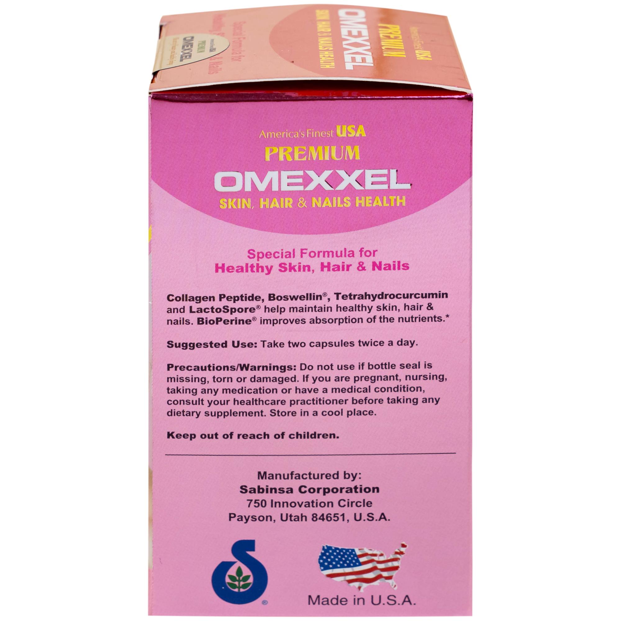 Viên uống bổ sung collagen, giúp làm đẹp da, tóc, móng chắc khỏe Premium Omexxel Skin Hair & Nails Health (60 viên)