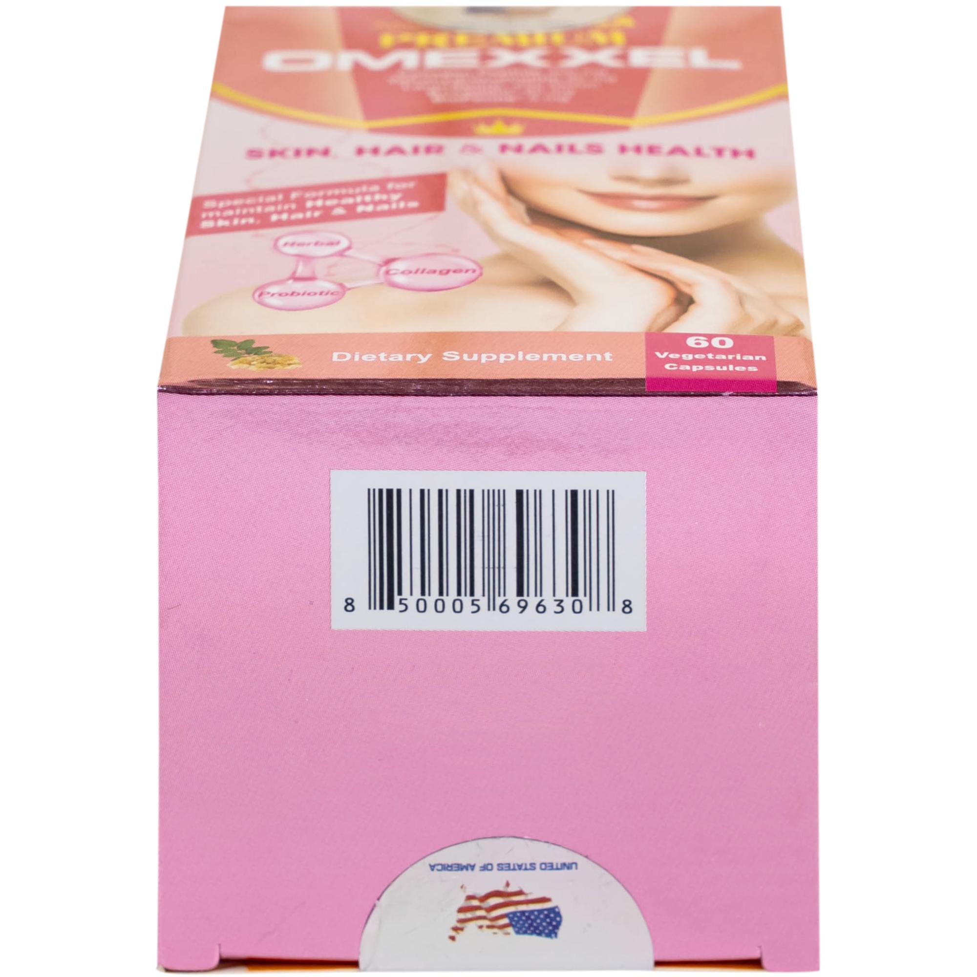 Viên uống bổ sung collagen, giúp làm đẹp da, tóc, móng chắc khỏe Premium Omexxel Skin Hair & Nails Health (60 viên)