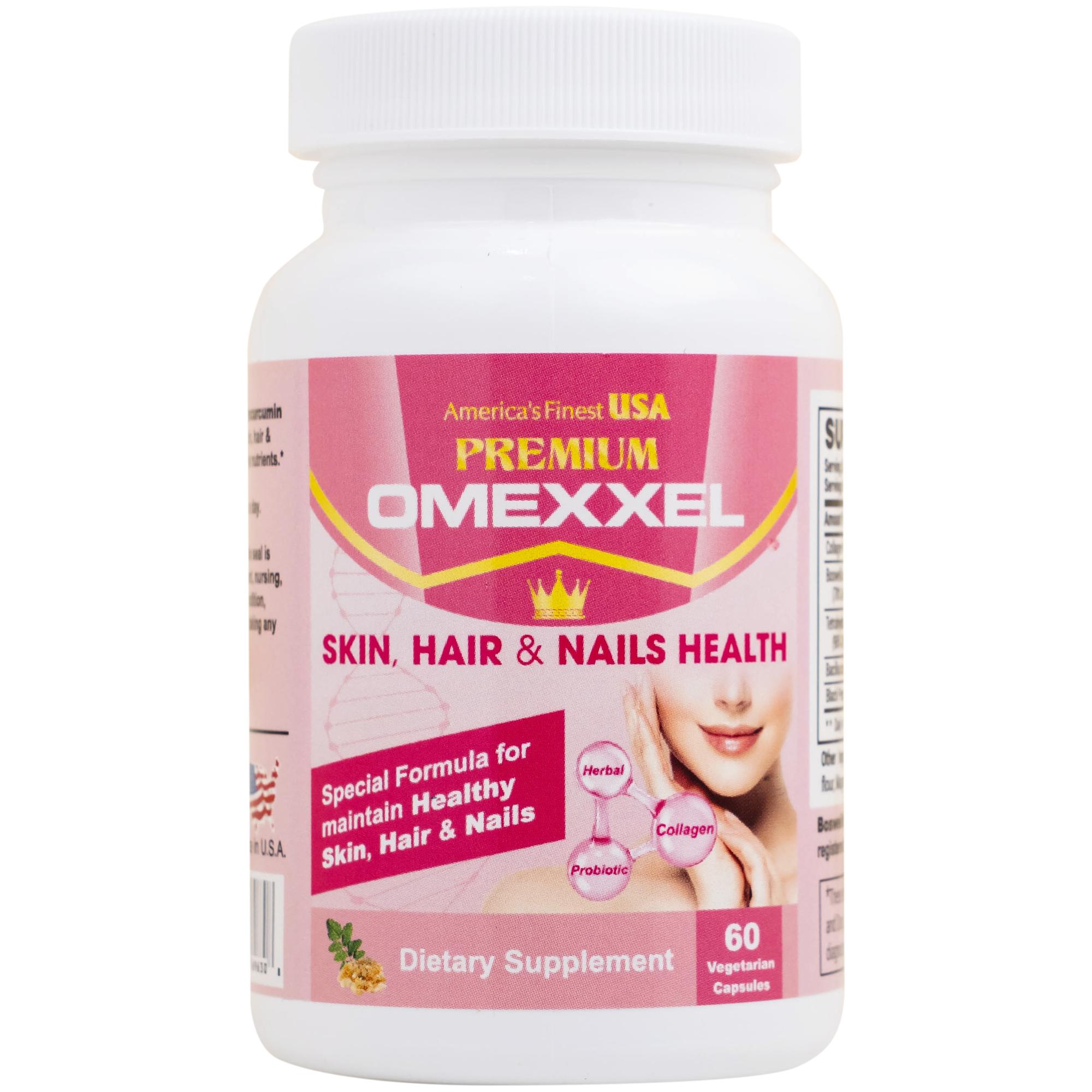 Viên uống bổ sung collagen, giúp làm đẹp da, tóc, móng chắc khỏe Premium Omexxel Skin Hair & Nails Health (60 viên)