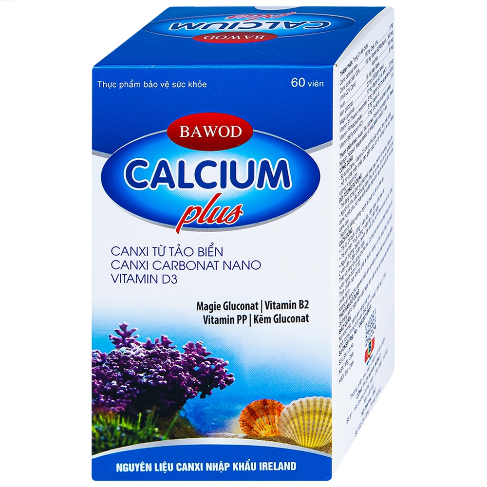Viên uống giúp răng xương chắc khỏe, tăng chiều cao, giảm còi xương Bawod Calcium Plus (60 viên)