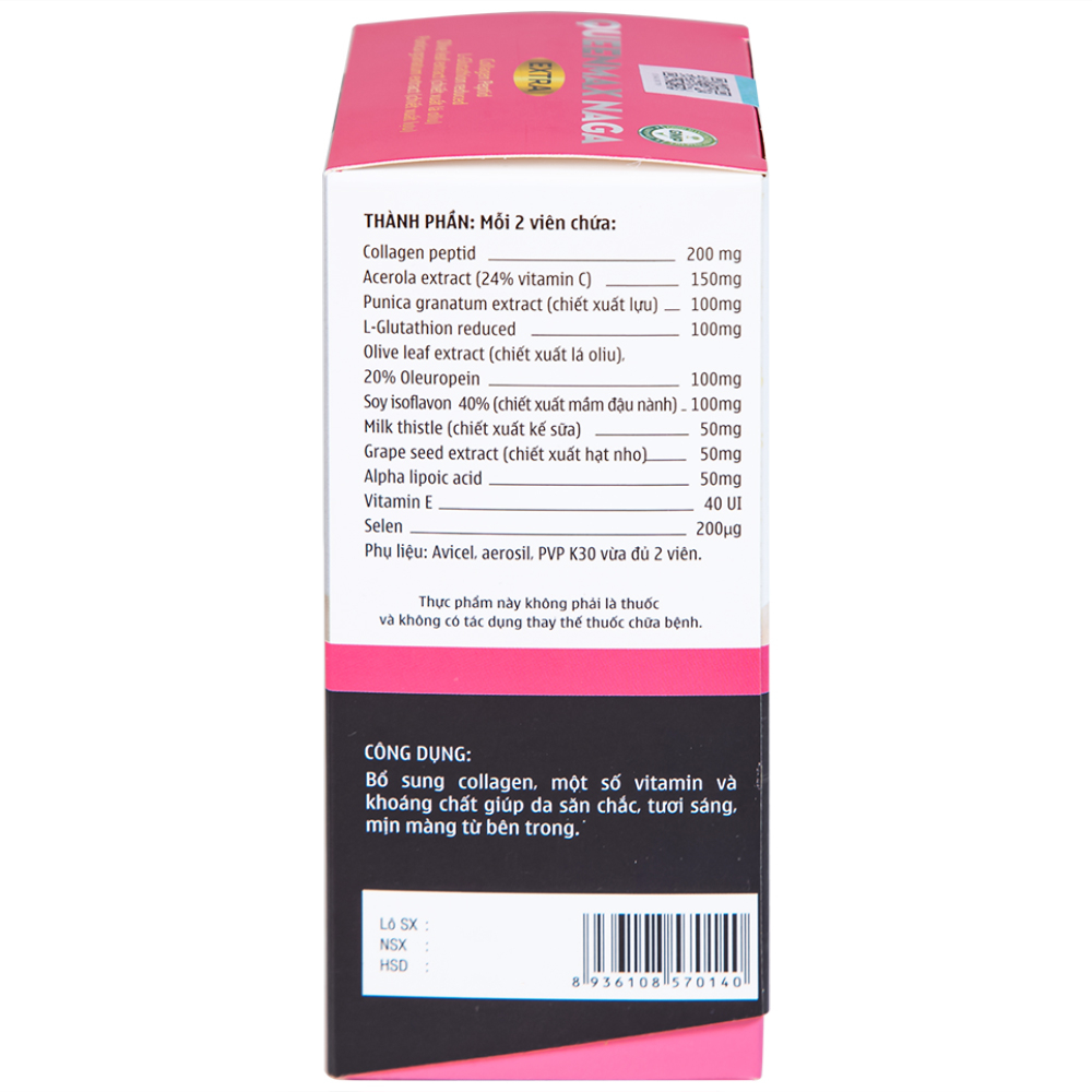 Viên uống bổ sung collagen giúp da săn chắc, tươi sáng Queenmax Naga Extra Vesta (30 viên)
