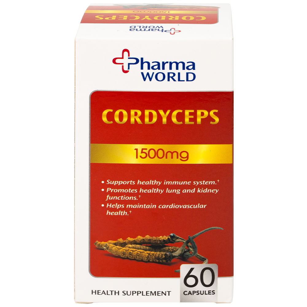 Viên uống Đông Trùng Hạ Thảo giúp tăng cường sức khỏe Cordyceps 1500mg Pharma World (60 viên)