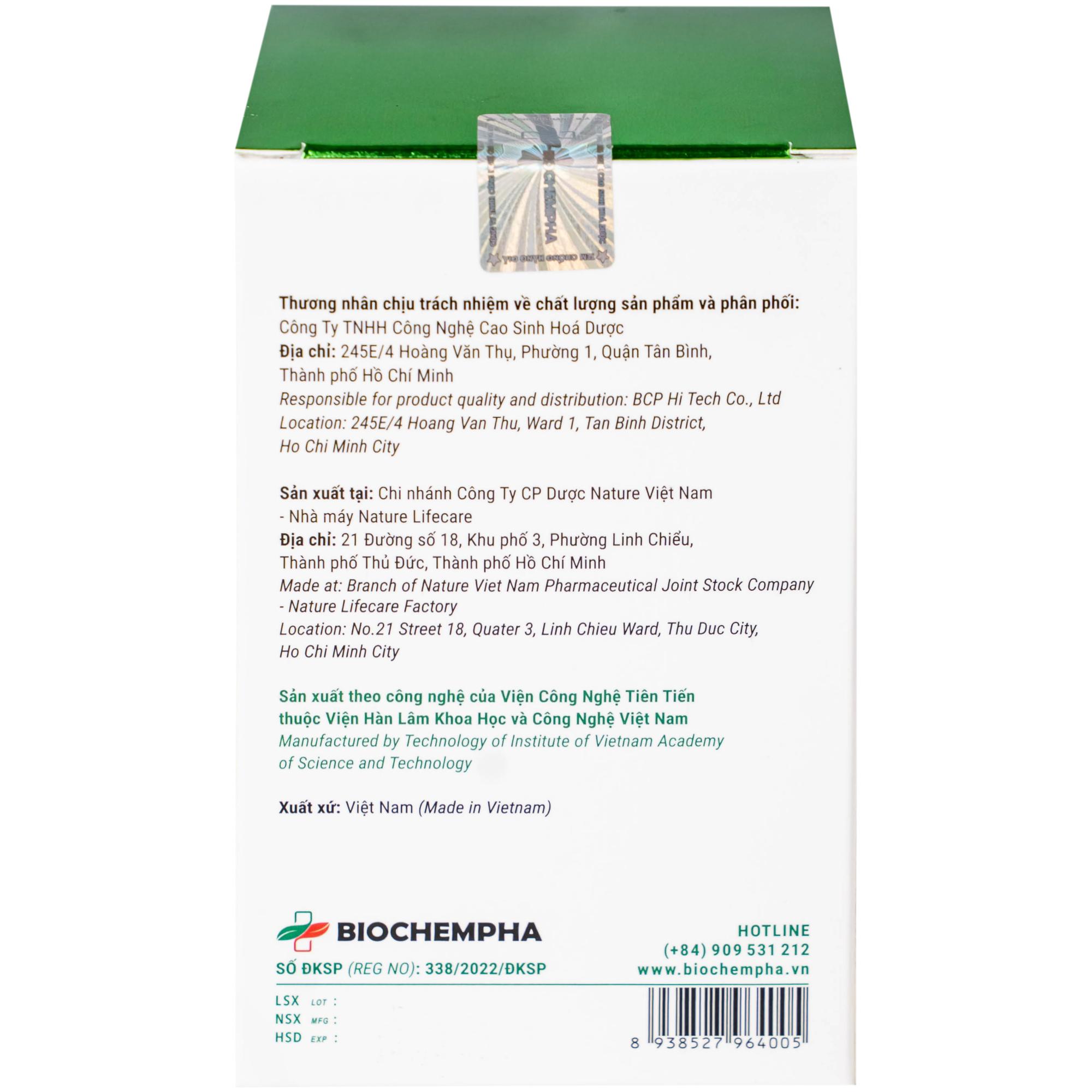 Viên uống giảm ho, giảm đờm, đau rát họng, viêm phế quản Nano Anpacov Biochempha (60 viên)