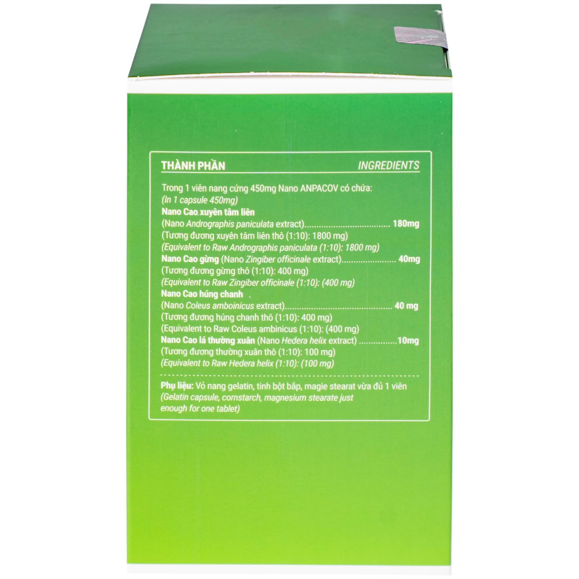 Viên uống giảm ho, giảm đờm, đau rát họng, viêm phế quản Nano Anpacov Biochempha (60 viên)