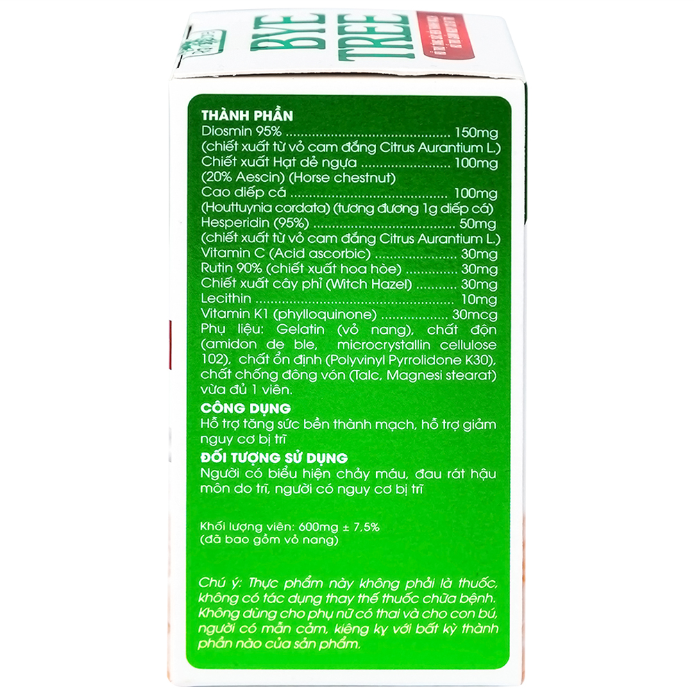 Viên uống hỗ trợ giảm nguy cơ bị trĩ Bye Tree Royal Care (60 viên)