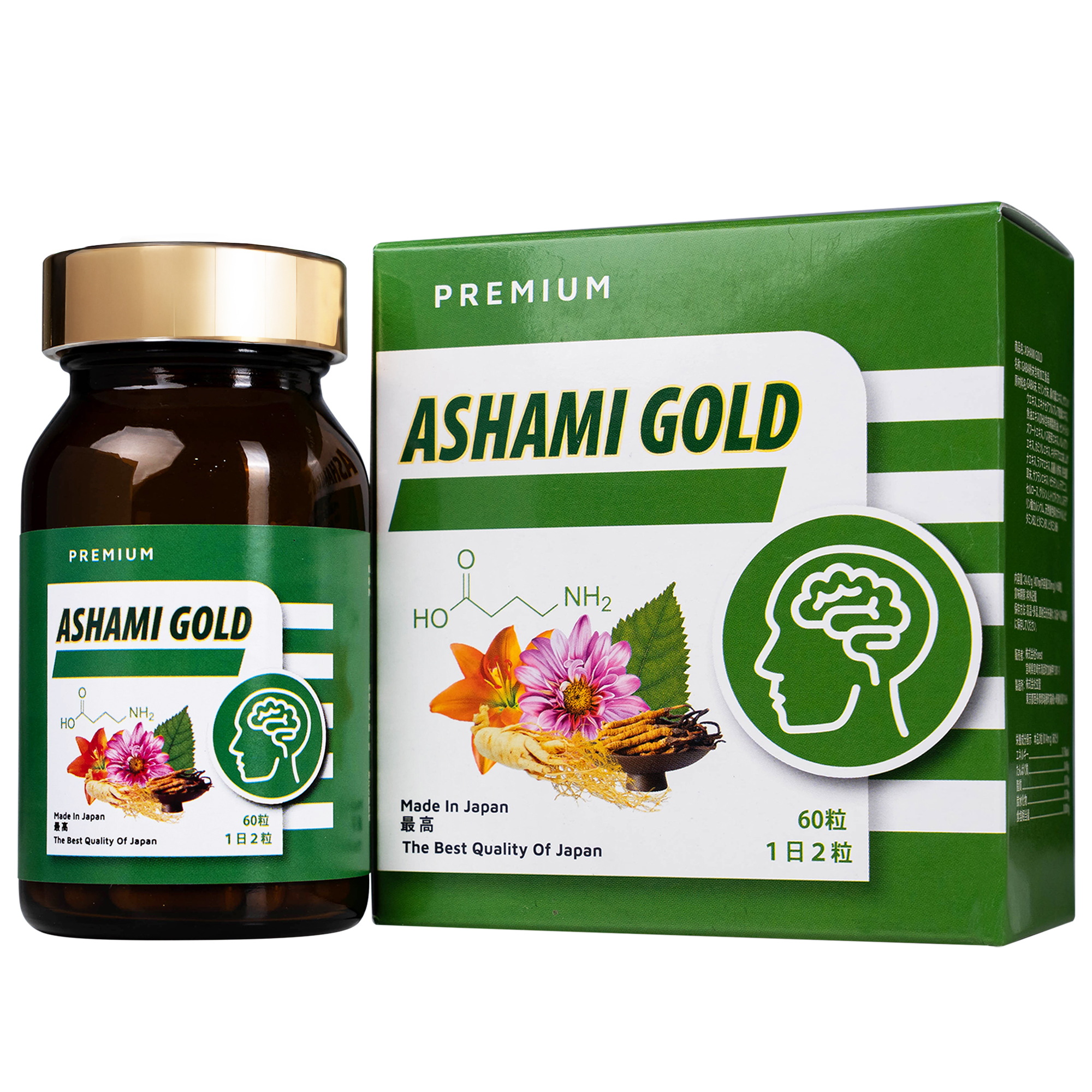 Viên hỗ trợ cải thiện tình trạng lo âu, cải thiện giấc ngủ Ashami Gold (60 viên)