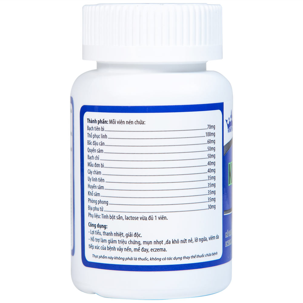 Viên uống hỗ trợ giảm mụn nhọt, da khô, nứt nẻ, lở ngứa của bệnh vảy nến Khang Bảo Bì Kingphar (60 viên)