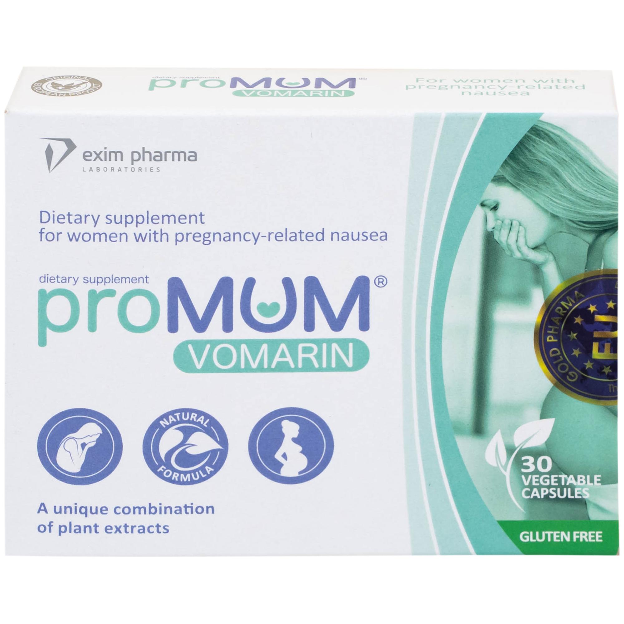 Viên uống hỗ trợ giảm buồn nôn cho phụ nữ mang thai, hỗ trợ tăng tiết sữa mẹ proMUM Vomarin (2 vỉ x 15 viên)