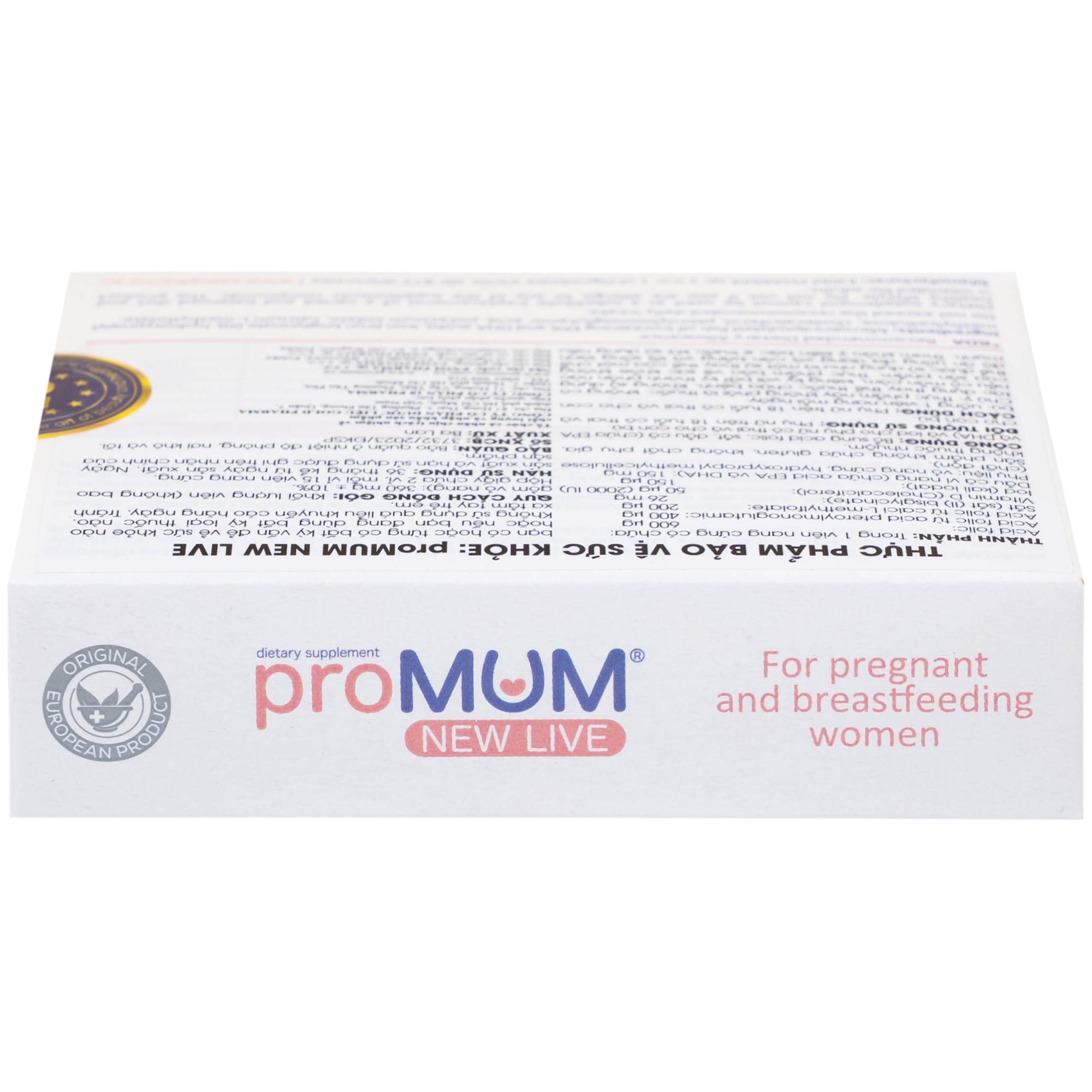 Viên uống bổ sung Acid folic, sắt cho phụ nữ mang thai và cho con bú proMUM New Live (2 vỉ x 15 viên)