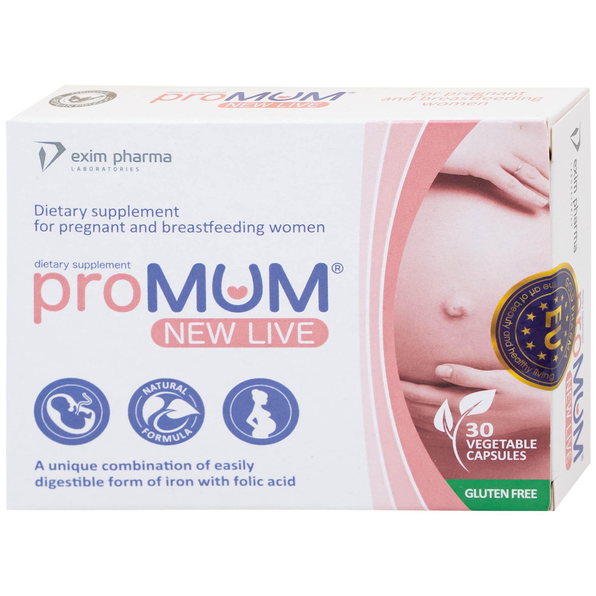 Viên uống bổ sung Acid folic, sắt cho phụ nữ mang thai và cho con bú proMUM New Live (2 vỉ x 15 viên)