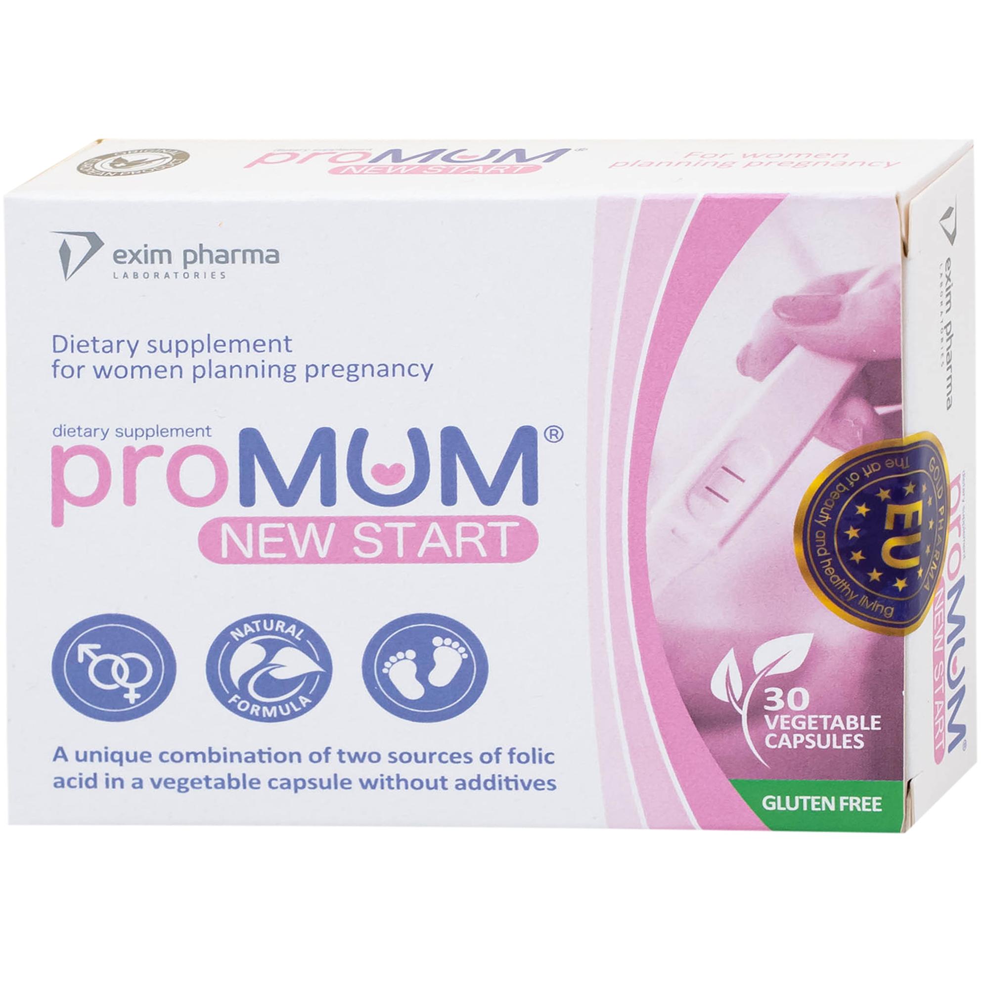 Viên uống bổ sung acid folic, kẽm, vitamin cho phụ nữ có kế hoạch mang thai proMUM New Start (2 vỉ x 15 viên)