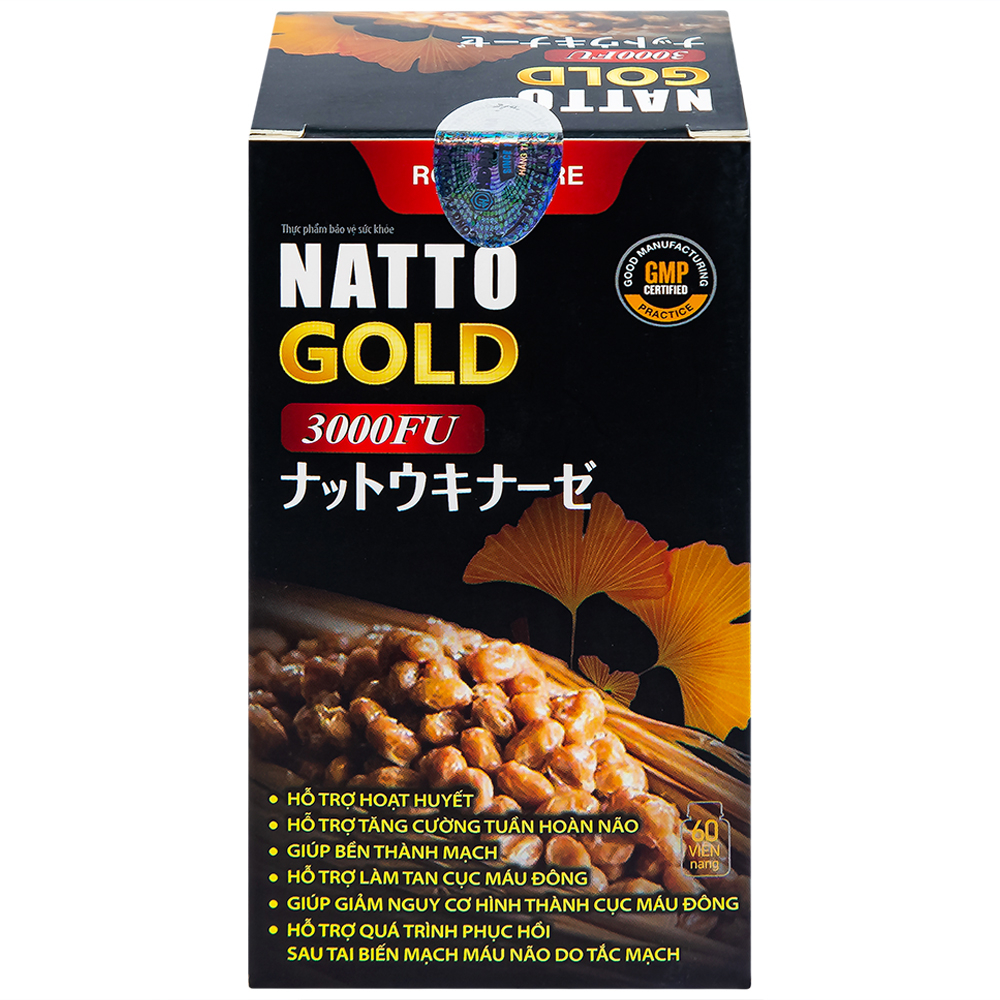 Viên uống hỗ trợ hoạt huyết, tăng cường tuần hoàn não Natto Gold 3000FU Royal Care (60 viên)