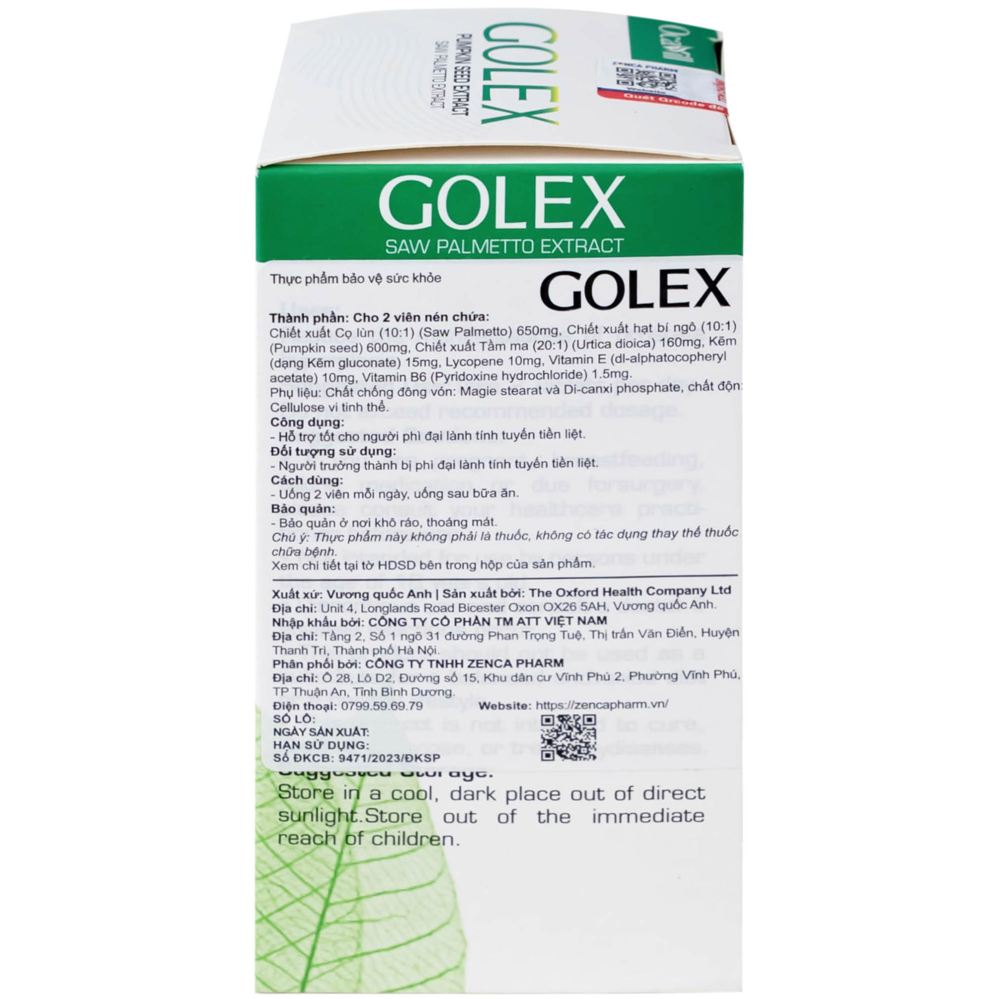 Viên uống hỗ trợ cho người phì đại lành tính tuyến tiền liệt Golex Ocavill (30 viên)