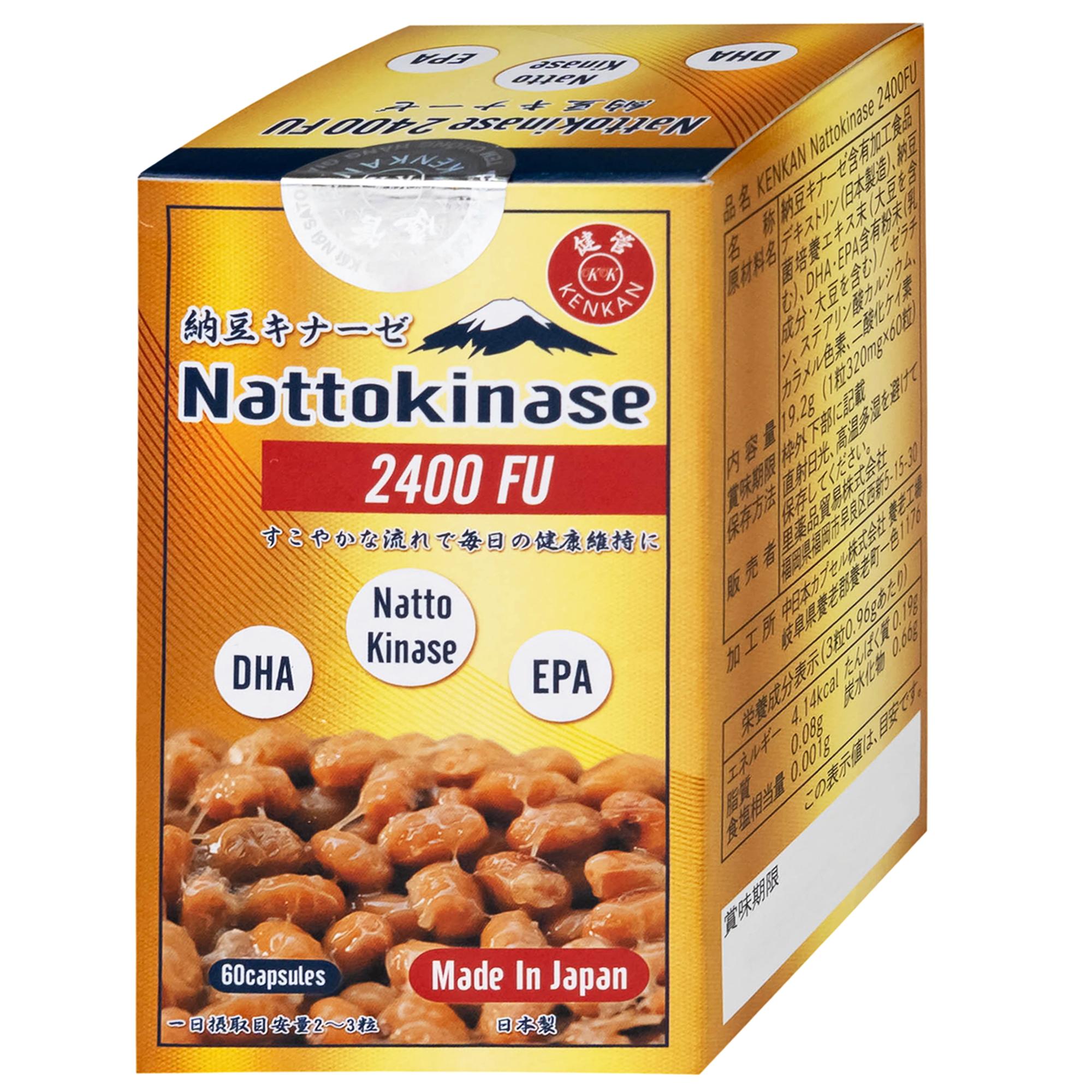 Viên uống giảm nguy cơ hình thành huyết khối, tăng cường lưu thông máu Nattokinase 2400FU KenKan (60 viên)
