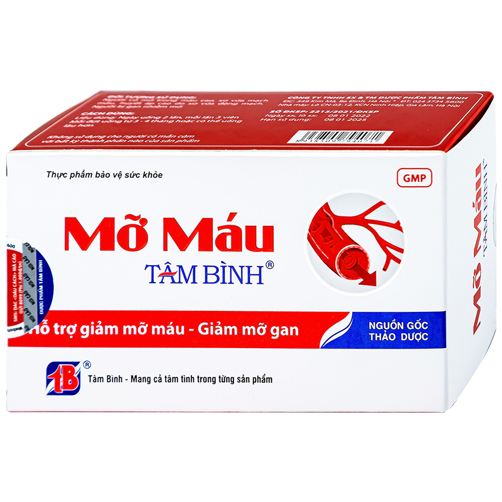 Viên hỗ trợ giảm mỡ máu mỡ gan Mỡ Máu Tâm Bình (5 vỉ x 12 viên)