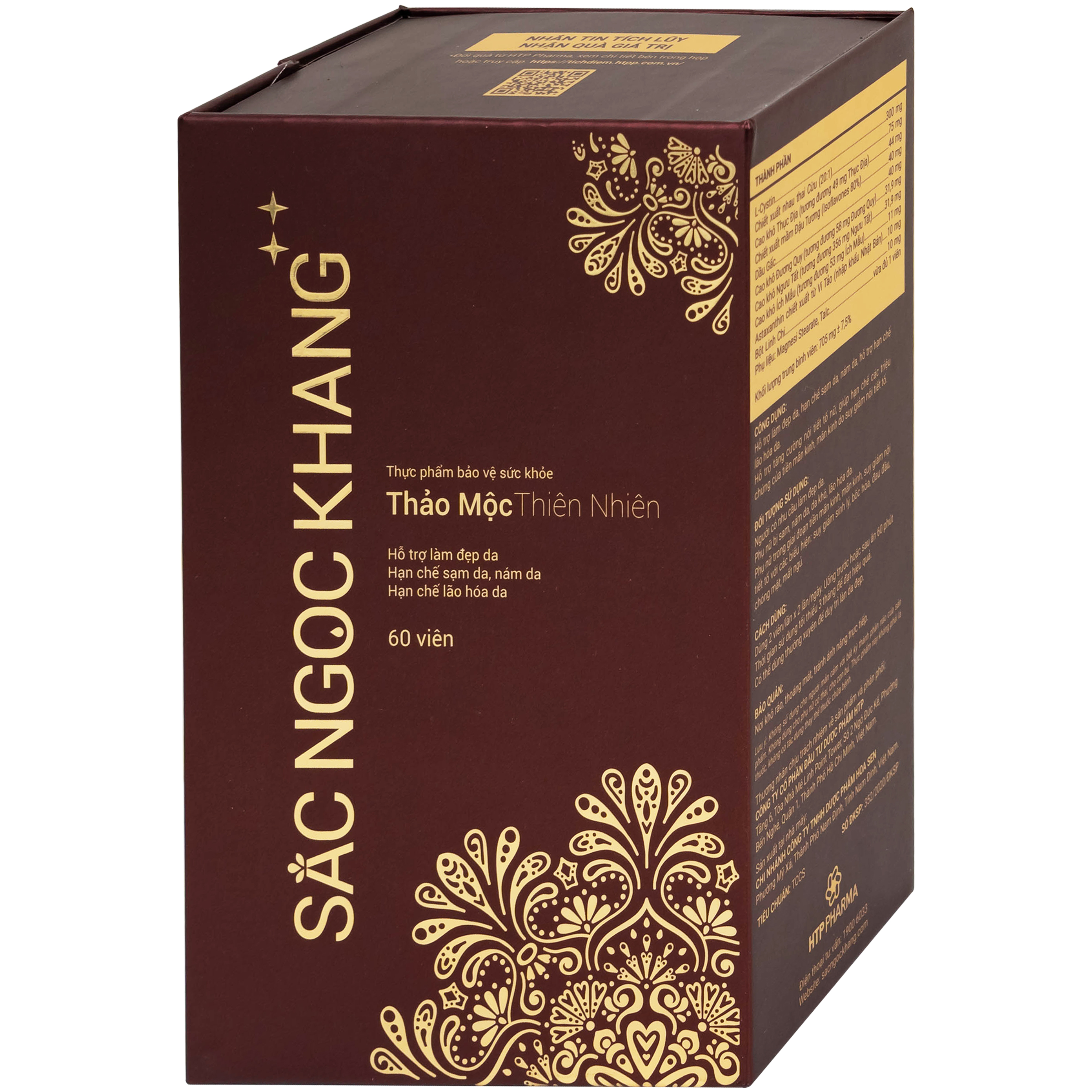 Viên uống hỗ trợ làm đẹp da, hạn chế sạm da, nám da, tăng cường nội tiết tố nữ Sắc Ngọc Khang++ (60 viên)