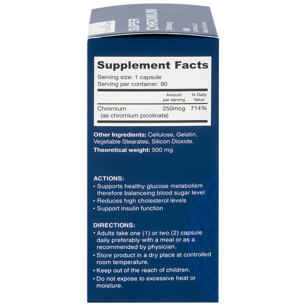 Viên uống giúp cân bằng đường huyết, giảm cholesterol Super Chromium 250mcg NatureCare (90 viên)