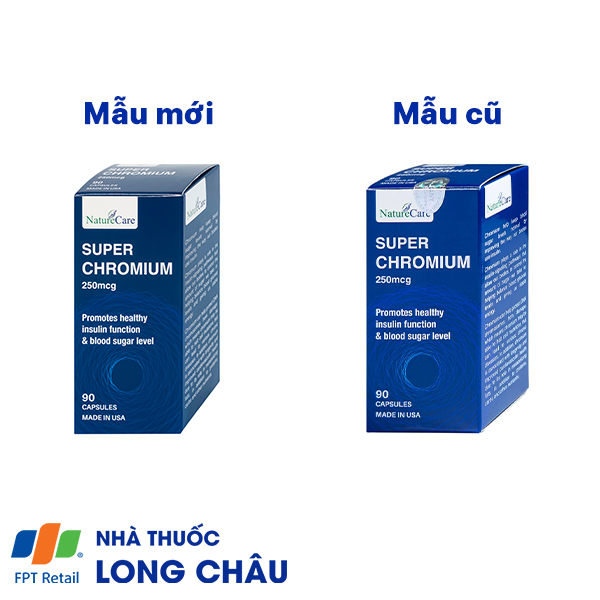 Viên uống giúp cân bằng đường huyết, giảm cholesterol Super Chromium 250mcg NatureCare (90 viên)