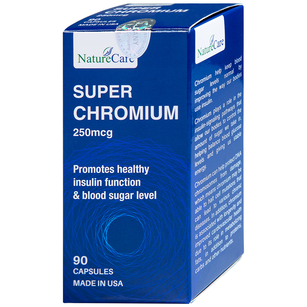 Viên uống giúp cân bằng đường huyết, giảm cholesterol Super Chromium 250mcg NatureCare (90 viên)