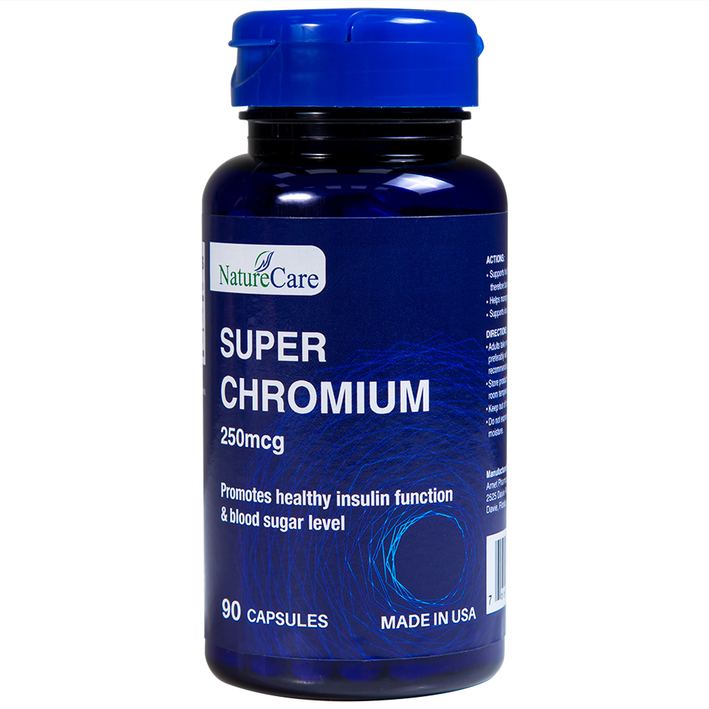 Viên uống giúp cân bằng đường huyết, giảm cholesterol Super Chromium 250mcg NatureCare (90 viên)