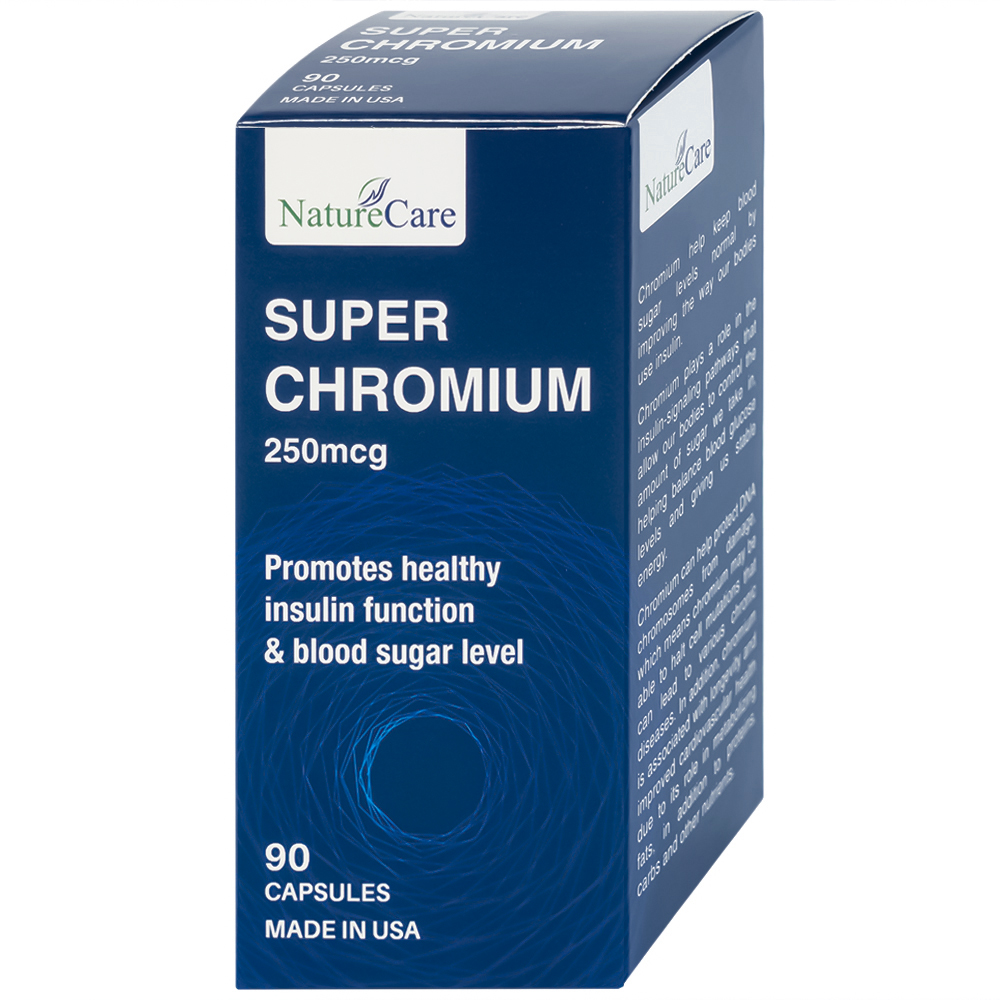 Viên uống giúp cân bằng đường huyết, giảm cholesterol Super Chromium 250mcg NatureCare (90 viên)
