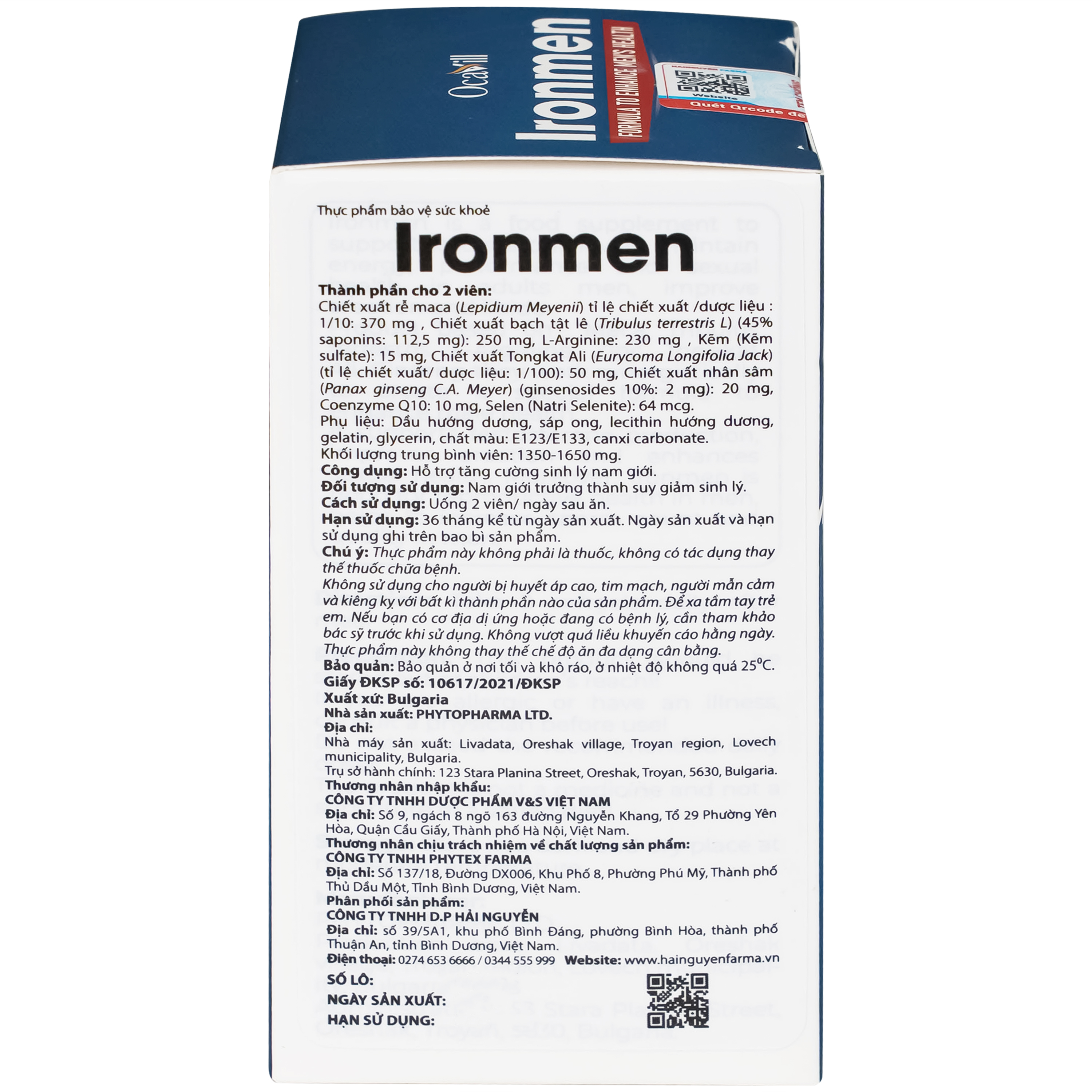 Viên uống hỗ trợ tăng cường sinh lý nam giới Ironmen Ocavill (60 viên)