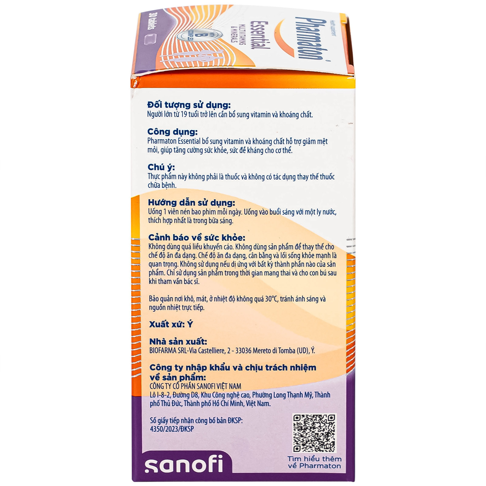 Viên uống Pharmaton Essential Multivitamins Minerals hỗn hợp Vitamin và khoáng chất, tăng cường sức khỏe (30 viên)  