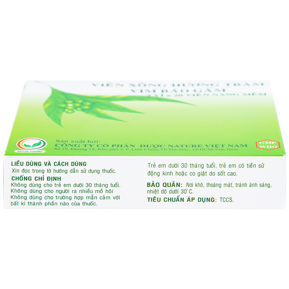 Viên Xông Hương Tràm Vim Báo Gấm điều trị cảm cúm, sát trùng mũi (2 vỉ x 20 viên) 