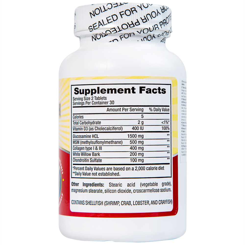 Viên uống bổ sung dưỡng chất cho khớp Triple Strength Glucosamine 1500mg Pharmekal (60 viên)