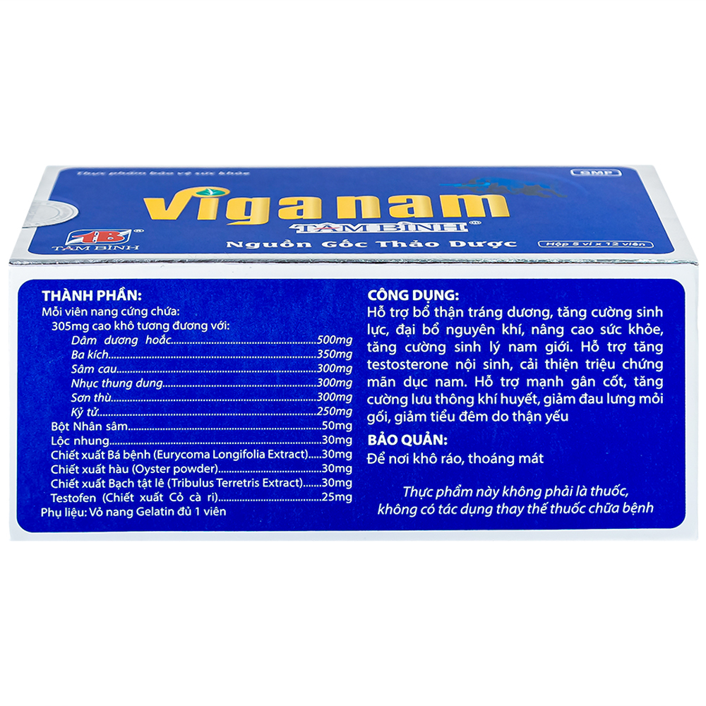 Viên uống bổ thận tráng dương Viganam Tâm Bình (5 vỉ x 12 viên)