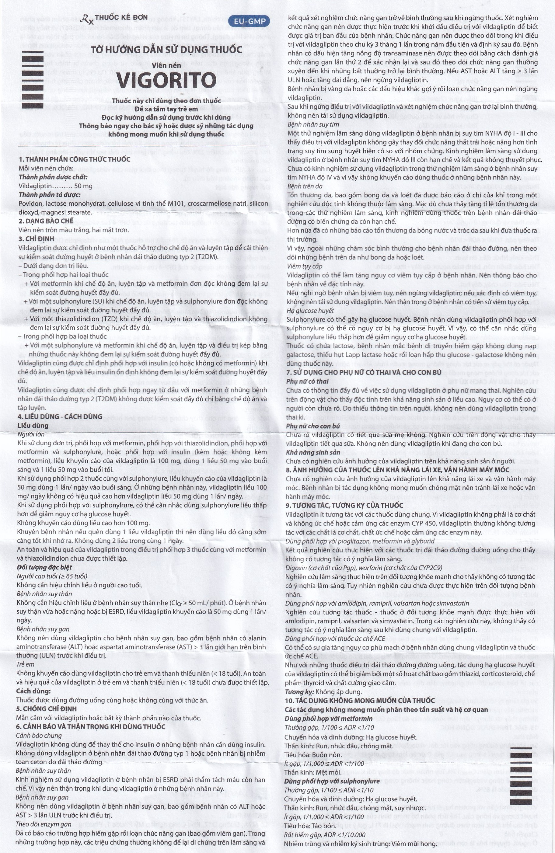 Thuốc Vigorito Davipharm kiểm soát đường huyết ở bệnh đái tháo đường típ 2 (3 vỉ x 10 viên) 