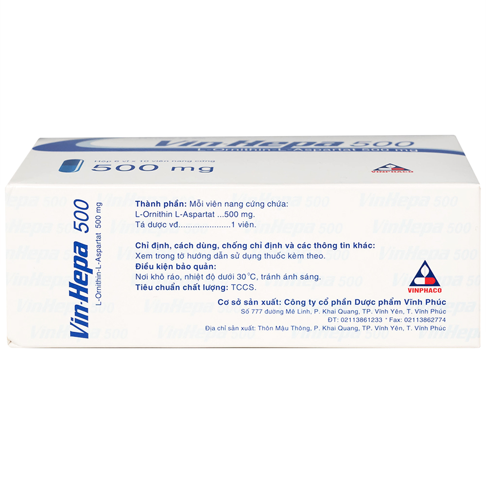 Thuốc Vin-Hepa 500 Vinphaco điều trị các bệnh lý ở gan (6 vỉ x 10 viên)