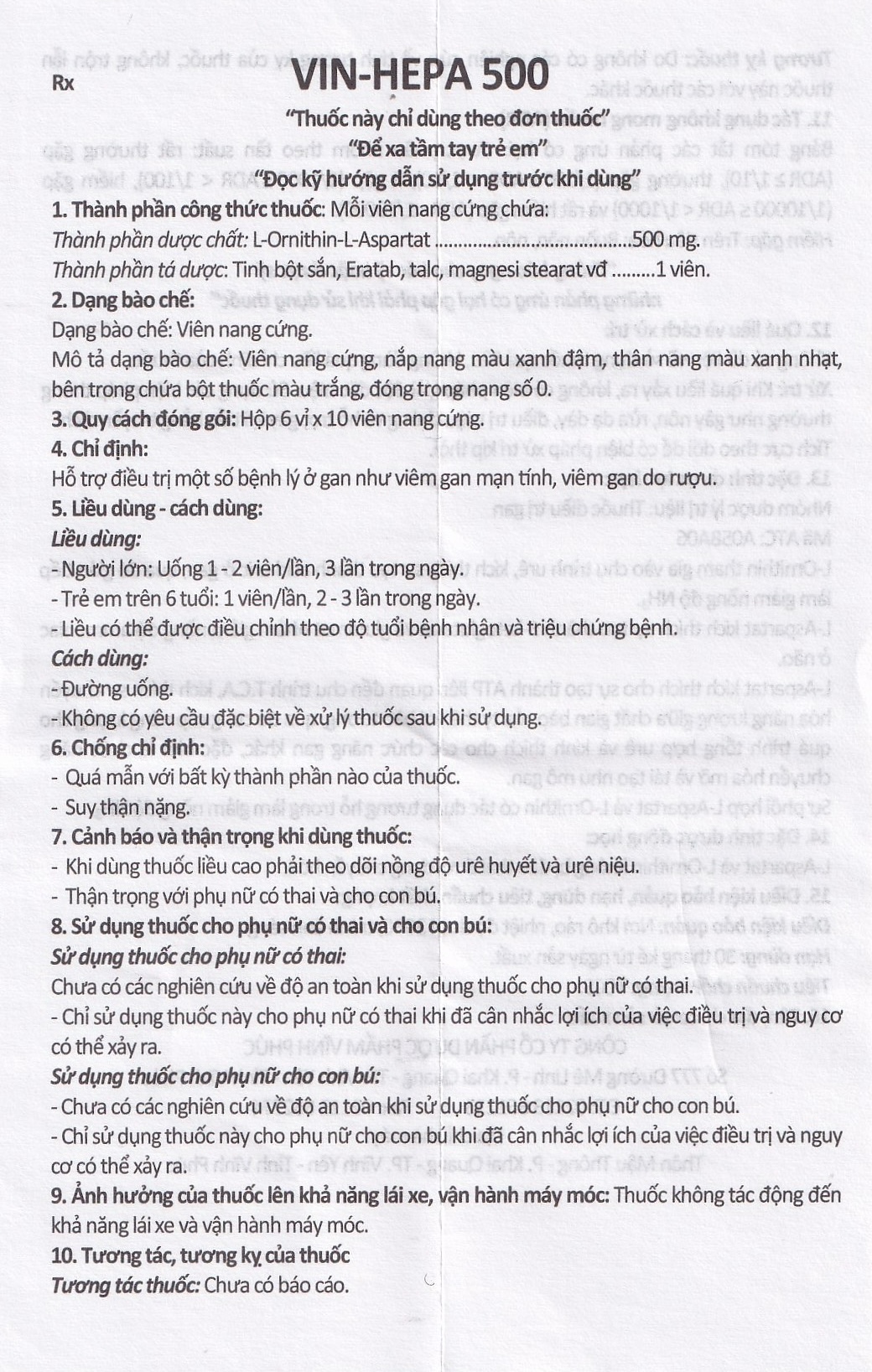 Thuốc Vin-Hepa 500 Vinphaco điều trị các bệnh lý ở gan (6 vỉ x 10 viên)