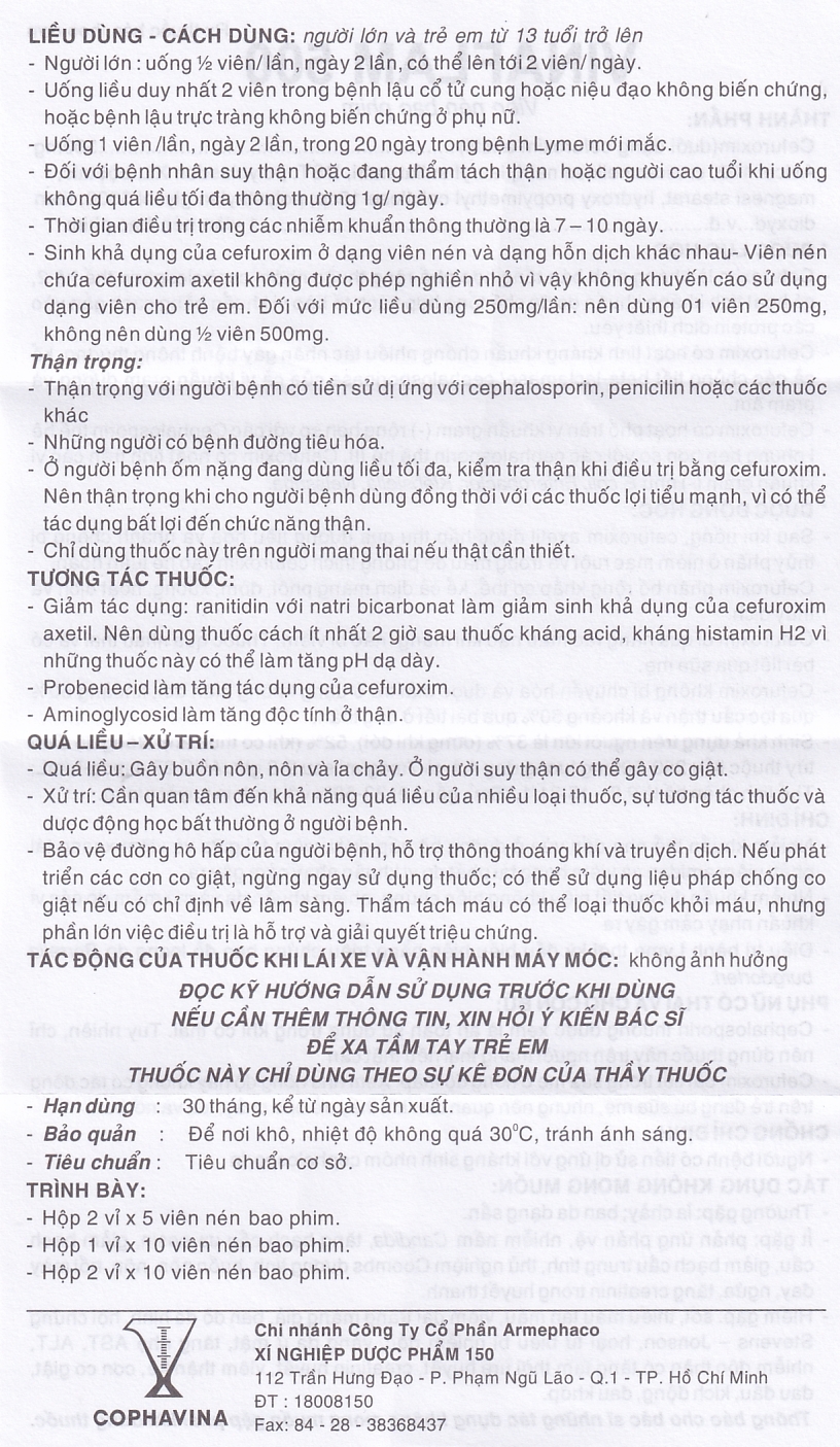Thuốc kháng sinh Vinaflam 500 điều trị nhiễm khuẩn đường hô hấp nhẹ vừa (2 vỉ x 5 viên)