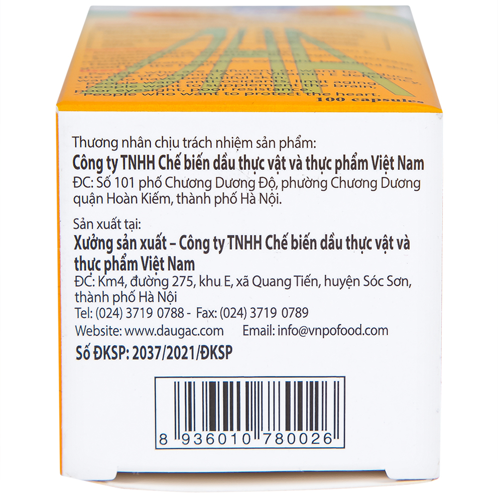 Giúp bổ não Dầu gấc viên nang Vinaga - DHA (100 viên)